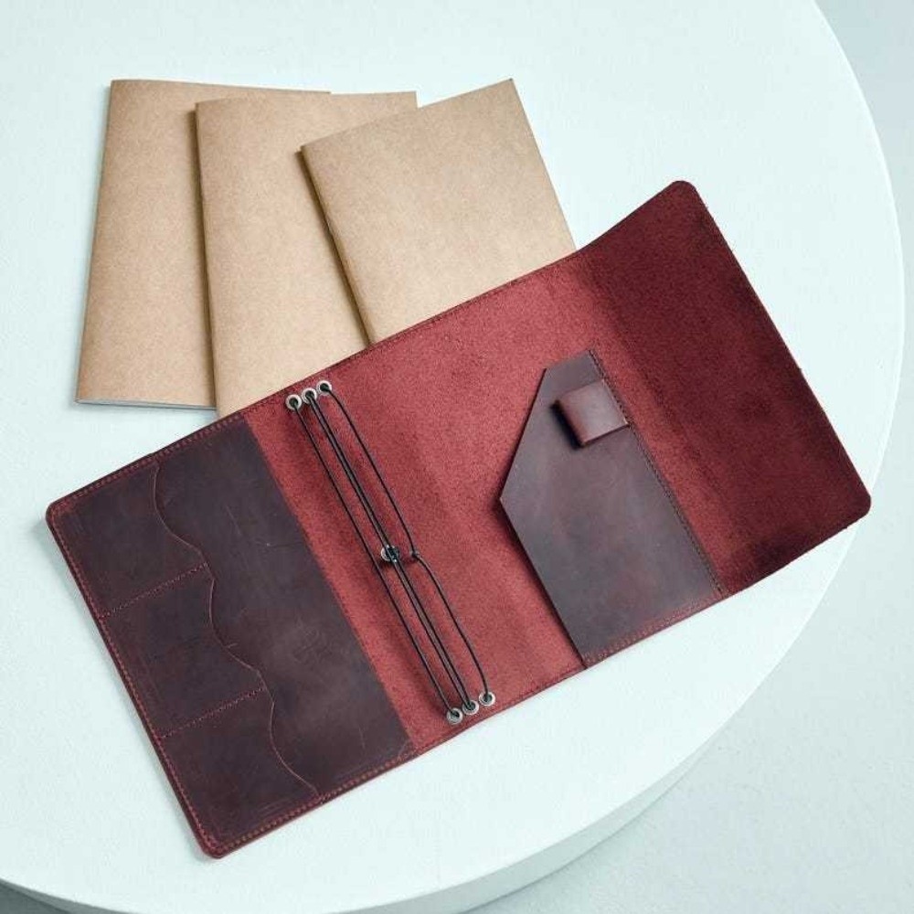 Vintage Leather Journal Notebook - Leather Refillable Notebook Organizer Multifunctional Portable